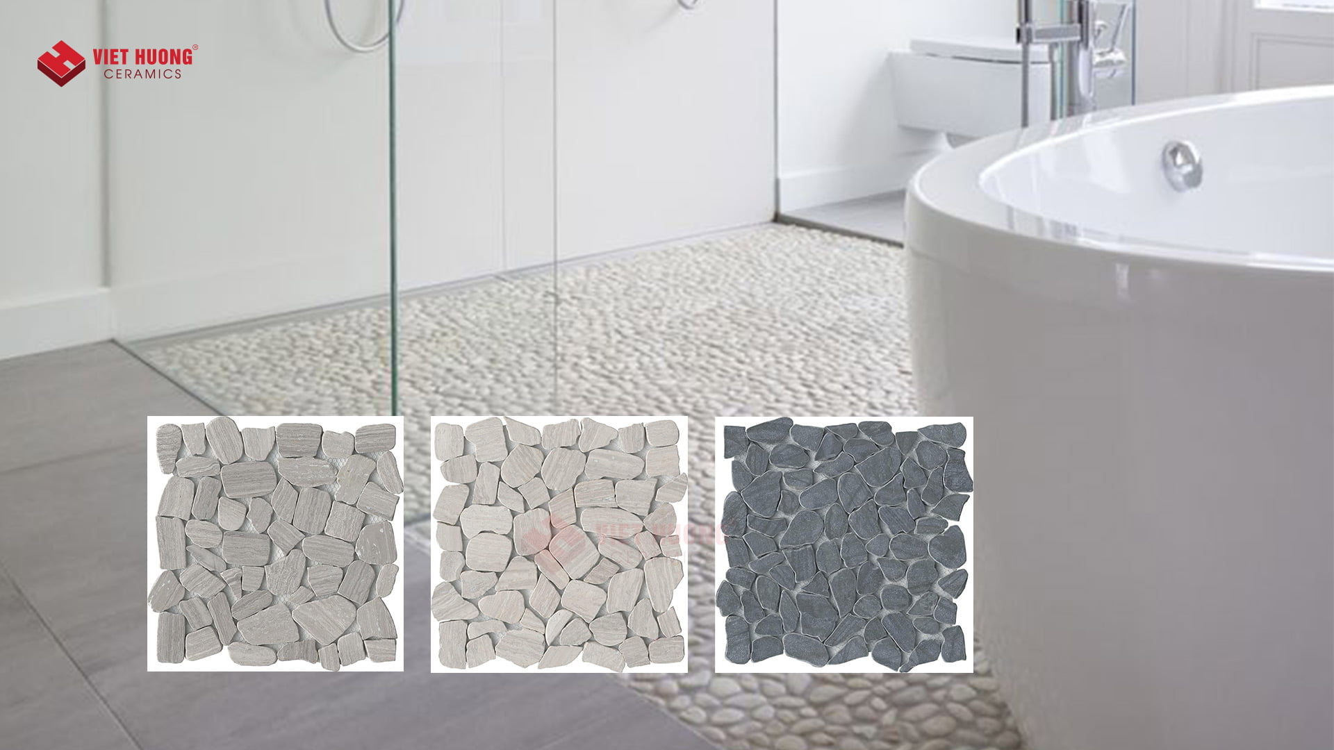 Top 20+ mẫu gạch sỏi lát nền nhà tắm đẹp, chống trơn 2025 32 Gạch lát nhà tắm hình sỏi