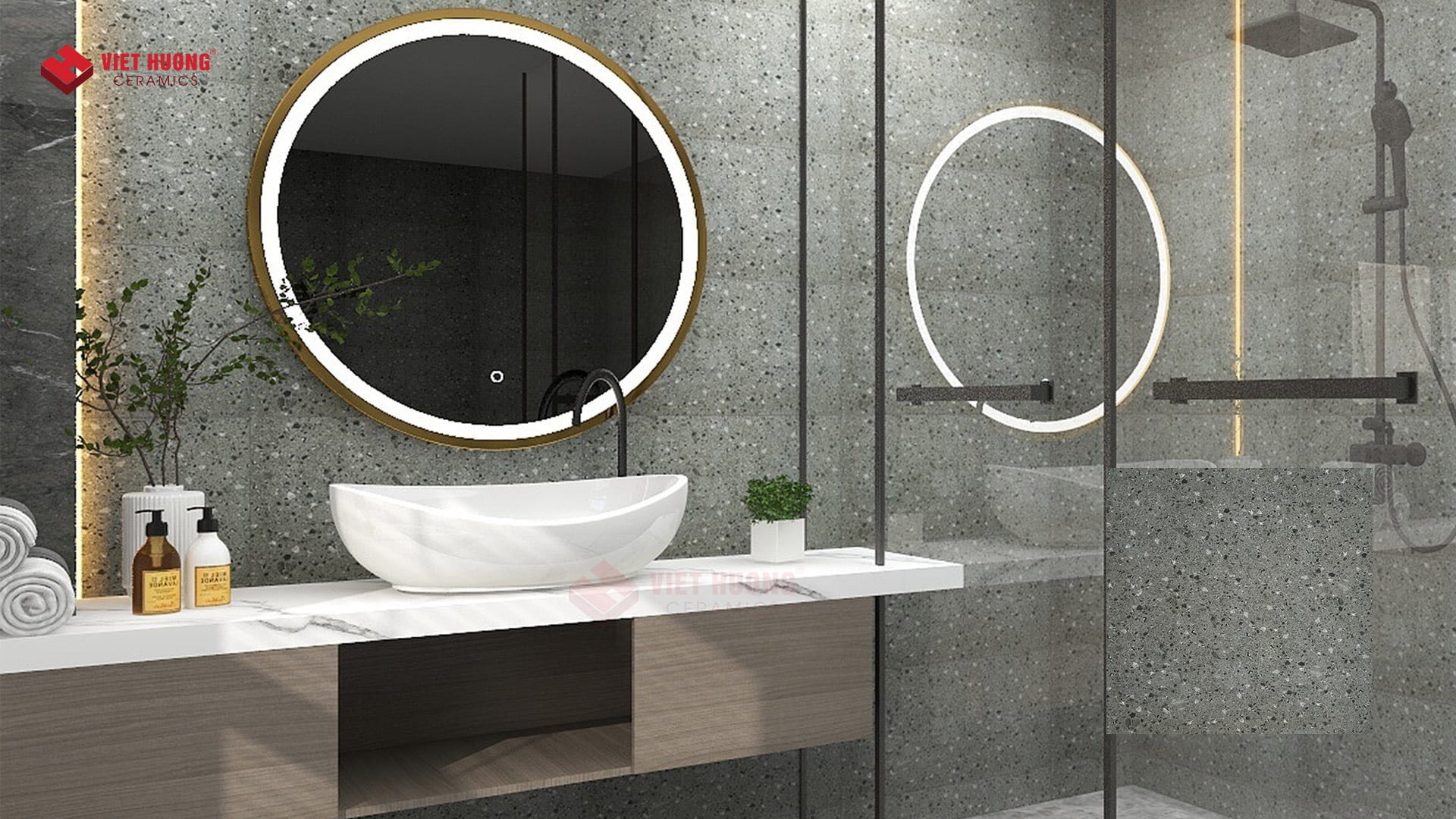 Top 20+ mẫu gạch sỏi lát nền nhà tắm đẹp, chống trơn 2025 24 Gạch ốp lát nhà tắm - VH60K04