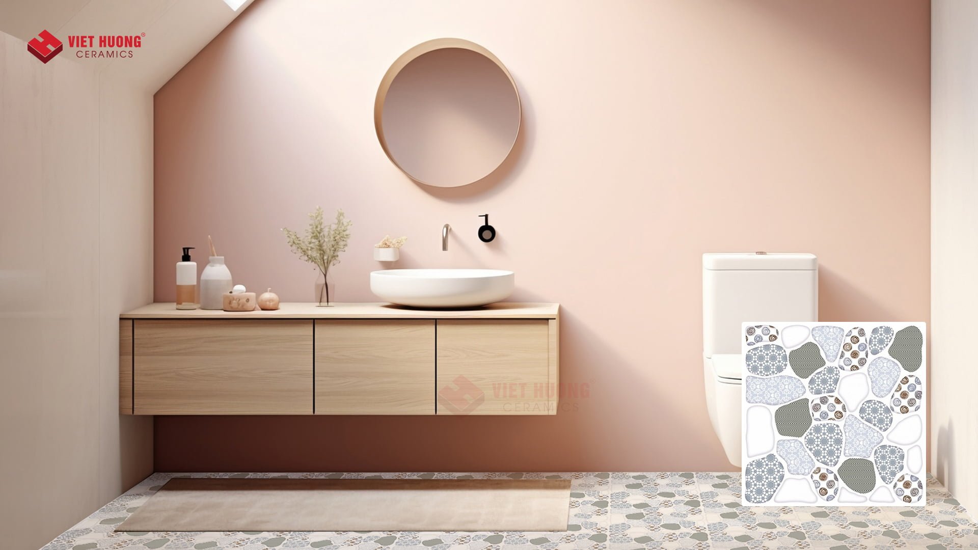 Top 20+ mẫu gạch sỏi lát nền nhà tắm đẹp, chống trơn 2025 26 Gạch sỏi lát nền nhà tắm - VH-DT33002