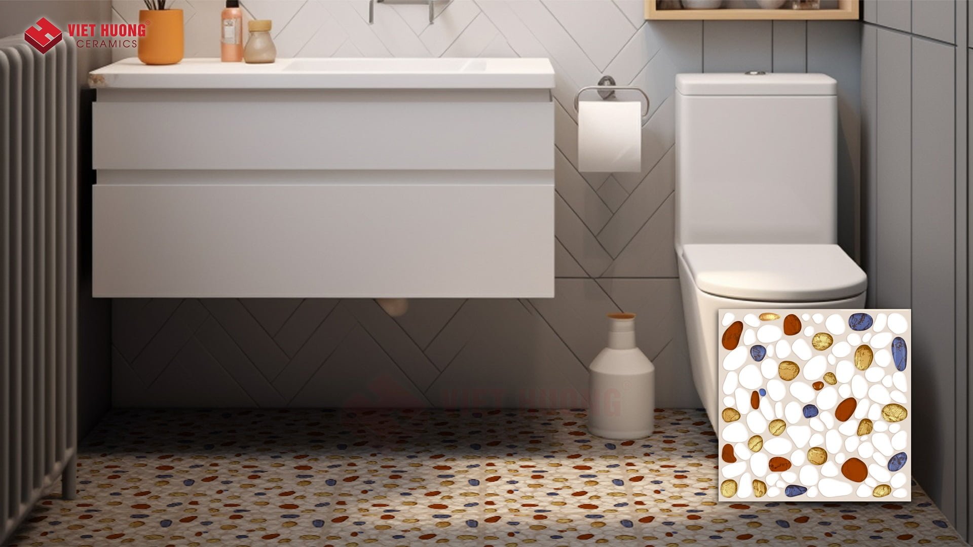 Top 20+ mẫu gạch sỏi lát nền nhà tắm đẹp, chống trơn 2025 28 Gạch sỏi lát sàn nhà tắm
