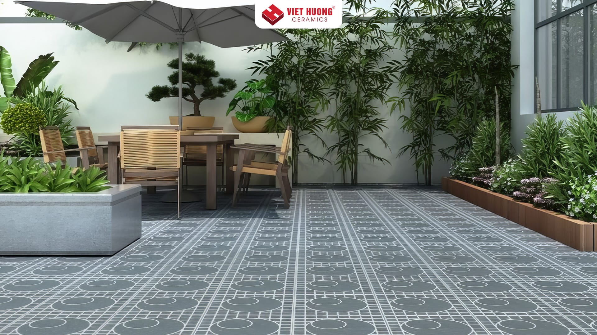 Gạch terrazzo 300x300 bao nhiêu 1m2? Ứng dụng gạch terrazzo 300x300 trong thi công nội ngoại thất 19 Gạch terrazzo 300x300 lát nền sân vườn