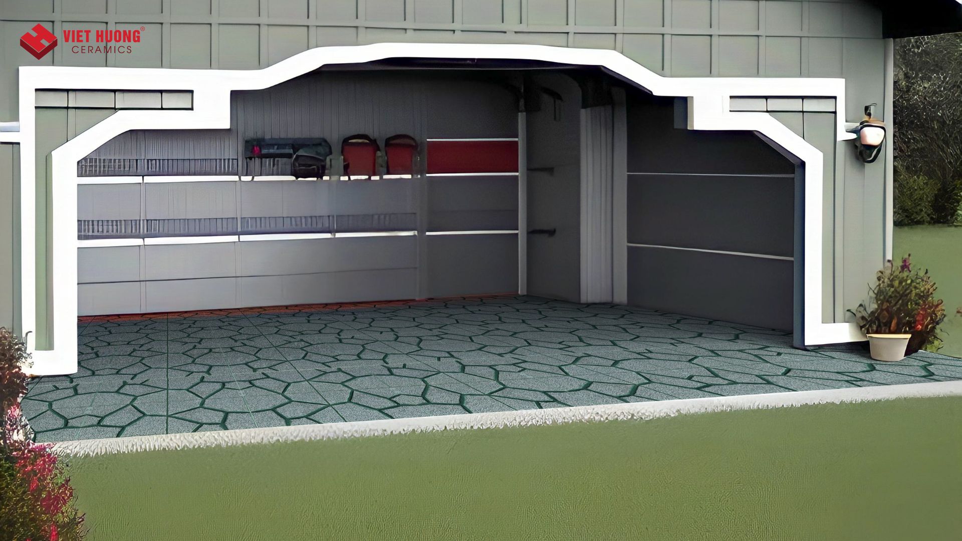 Báo giá 10+ mẫu gạch vỉa hè màu xanh được ưa chuộng nhất hiện nay 20 Gạch terrazzo lát khu vực bãi đỗ xe